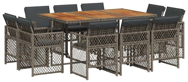 11 részes szürke polyrattan kerti ülőgarnitúra párnákkal