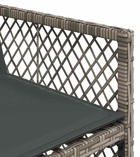 15 részes szürke polyrattan kerti étkezőgarnitúra párnákkal