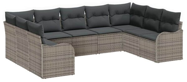 Kerti Kanapé Szett tárolóval 9 pcs Szürke polirattan