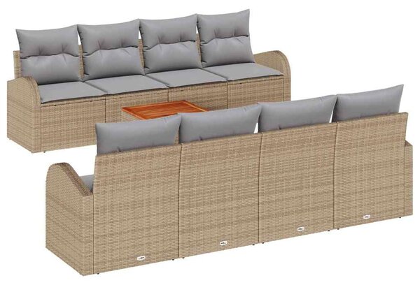 Kerti Kanapé Szett 9 db Beige és Világosszürke polirattan