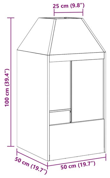 VidaXL Tűzrakó Barna 50 x 50 x 100 cm időjárásálló acél