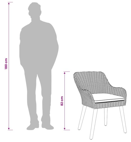Kert étkező szett párnával 5 pcs Világosszürke polirattan