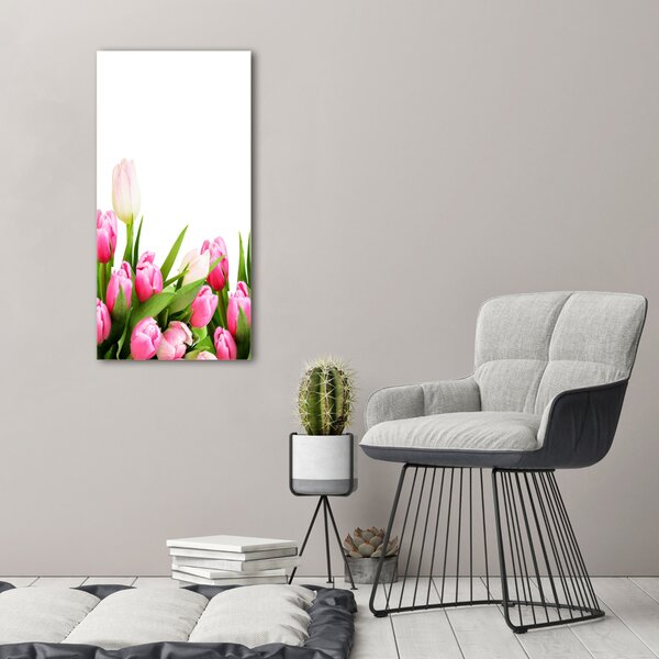 Egyedi üvegkép Rózsaszín tulipánok