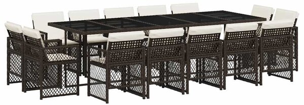 15 részes barna polyrattan kerti ülőgarnitúra párnákkal