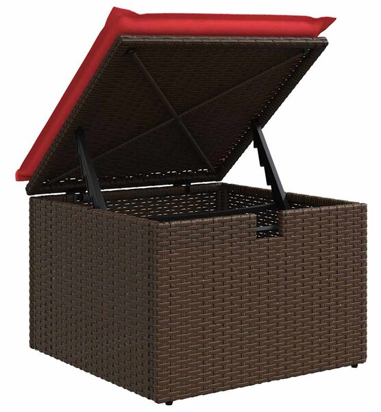 2 részes barna polyrattan akácfa kerti ülőgarnitúra párnákkal