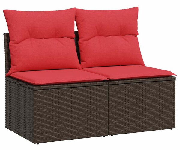 2 részes barna polyrattan akácfa kerti ülőgarnitúra párnákkal