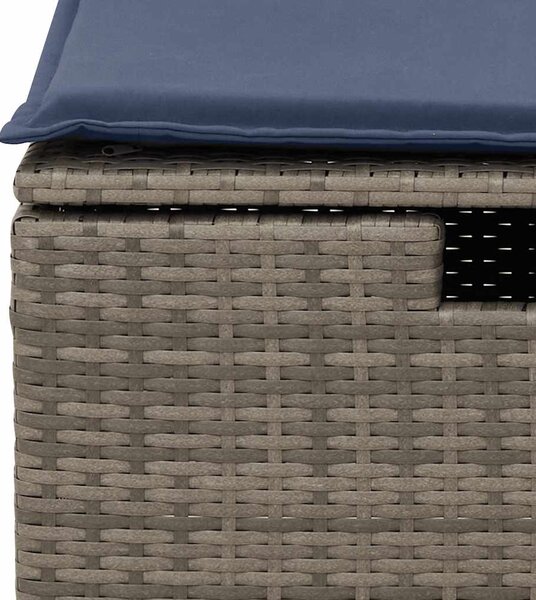 2 részes szürke polyrattan akácfa kerti ülőgarnitúra párnákkal