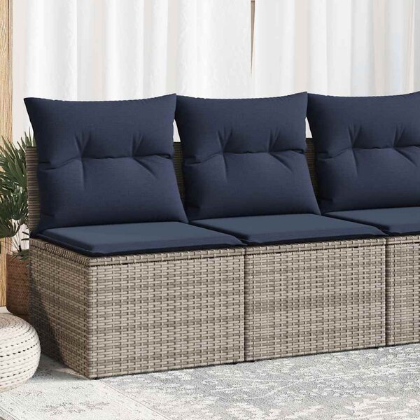 2 részes szürke polyrattan akácfa kerti ülőgarnitúra párnákkal