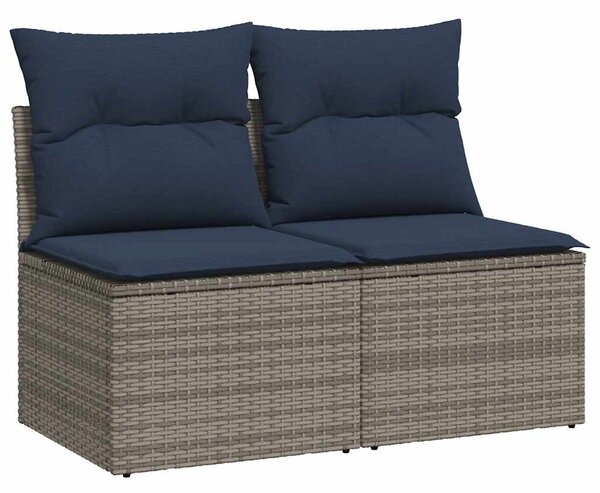 2 részes szürke polyrattan akácfa kerti ülőgarnitúra párnákkal