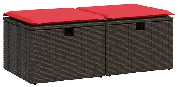 2 részes barna polyrattan akácfa kerti ülőgarnitúra párnákkal