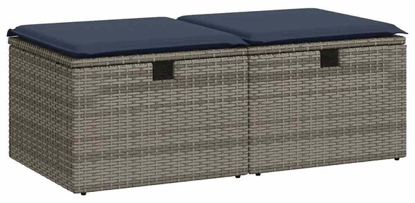 2 részes szürke polyrattan akácfa kerti ülőgarnitúra párnákkal