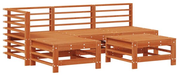 Kerti lounge szett 5 pcs Viaszbarna Tömör fenyő