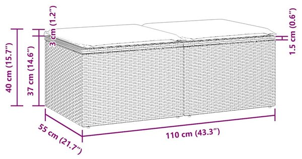 2 részes barna polyrattan akácfa kerti ülőgarnitúra párnákkal