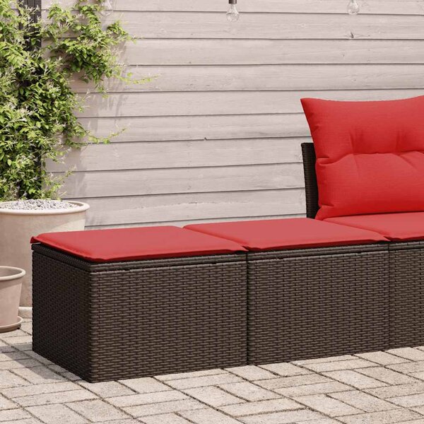 2 részes barna polyrattan akácfa kerti ülőgarnitúra párnákkal