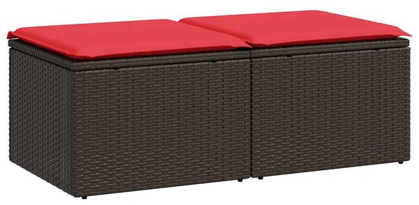 2 részes barna polyrattan akácfa kerti ülőgarnitúra párnákkal