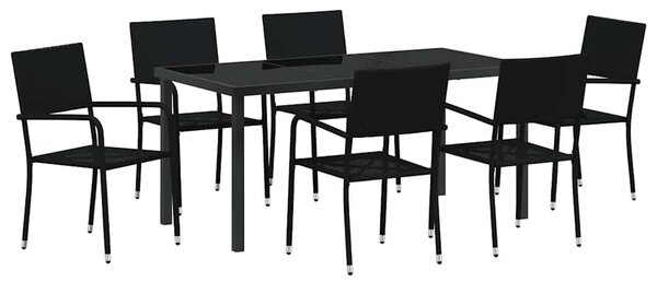 Kert étkező szett párnával 7 pcs Fekete polirattan