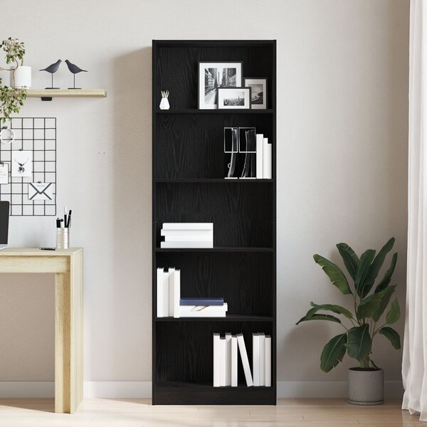 VidaXL Könyvespolc Fekete tölgy Mérnöki fa 60 x 24 x 176 cm Könyvespolc