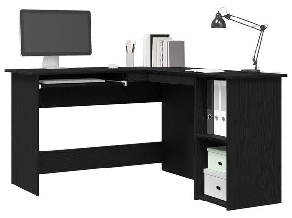 VidaXL Sarokasztal Fekete tölgy Mérnöki fa 140x120x75 cm Sarokasztal
