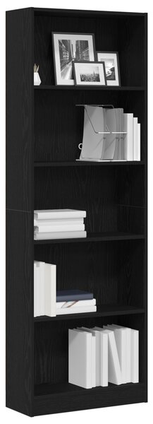 VidaXL Könyvespolc Fekete tölgy Mérnöki fa 60 x 24 x 176 cm Könyvespolc