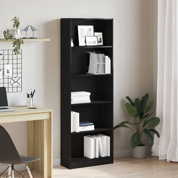 VidaXL Könyvespolc Fekete tölgy Mérnöki fa 60 x 24 x 176 cm Könyvespolc