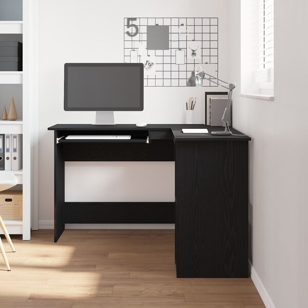 VidaXL Sarokasztal Fekete tölgy Mérnöki fa 140x120x75 cm Sarokasztal