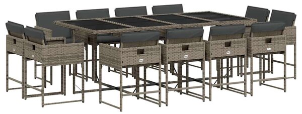 13 részes szürke polyrattan kerti ülőgarnitúra párnákkal