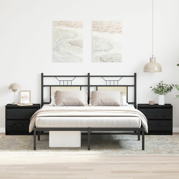VidaXL Éjjeli szekrények 2 db, fekete tölgy színben, 50x40x43,5 cm, mérnöki fa