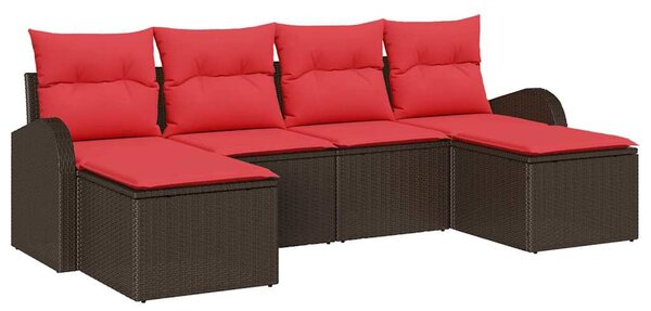 Kerti Kanapé Szett párnával 6 pcs Barna Poly Rattan