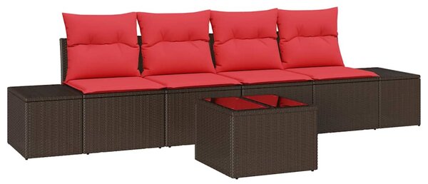 Kanapé Szett párnával 5 pcs Barna polirattan