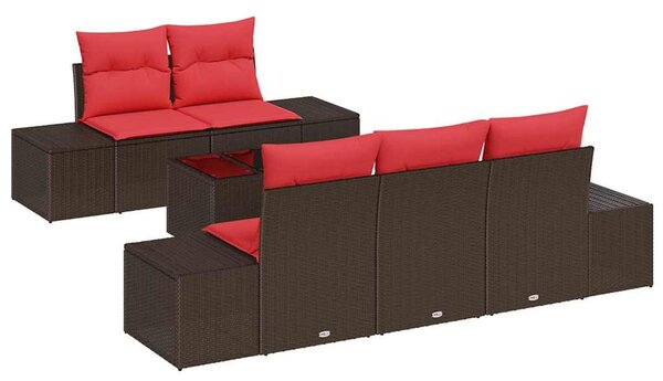 Kerti Kanapé Szett párnával 6 pcs Barna polirattan