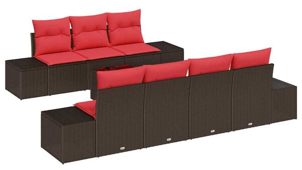 Kerti Kanapé Szett párnával 8 pcs Barna polirattan