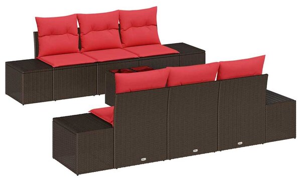 Kerti Kanapé Szett párnával 7 pcs Barna polirattan