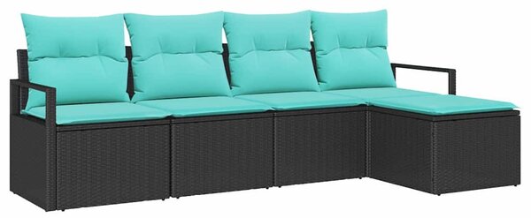 Kanapé Szett 5 pcs Fekete polirattan