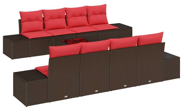 Kerti Kanapé Szett párnával 9 pcs Barna polirattan
