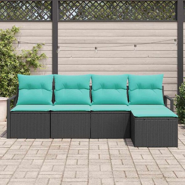 Kanapé Szett 5 pcs Fekete polirattan
