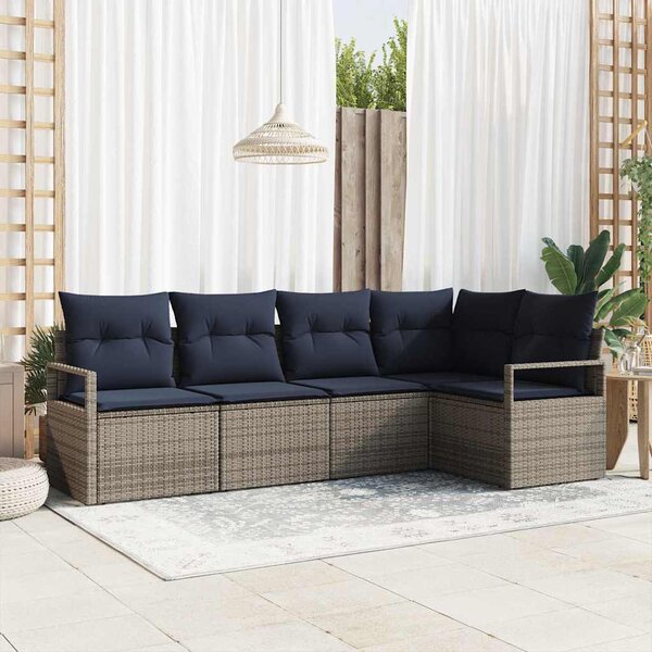 Kanapé Szett 5 pcs Szürke polirattan