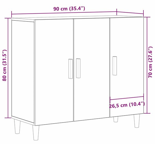 VidaXL Sideboard Fekete tölgy Összeszerelt fa Közepes