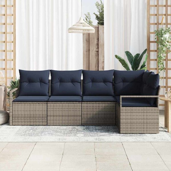 Kanapé Szett 5 pcs Szürke polirattan
