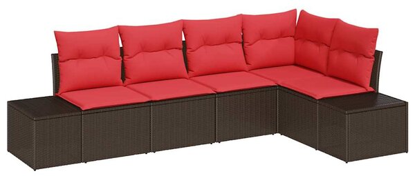 Kerti Kanapé Szett párnával 5 pcs Barna polirattan