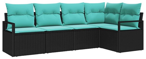 Kanapé Szett 5 pcs Fekete polirattan