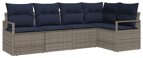 Kanapé Szett 5 pcs Szürke polirattan