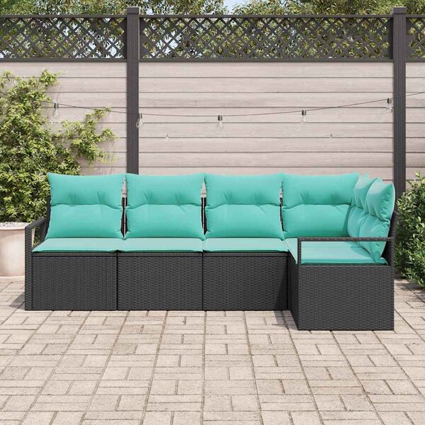 Kanapé Szett 5 pcs Fekete polirattan
