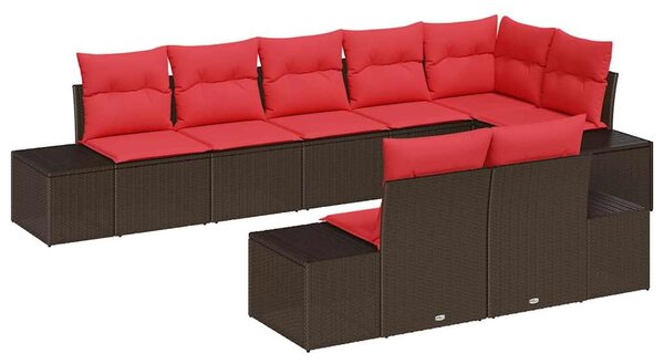 Kerti Kanapé Szett párnával 8 pcs Barna polirattan