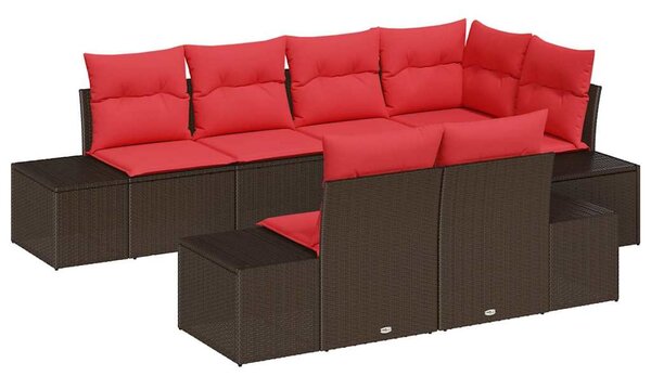 Kerti Kanapé Szett párnával 7 pcs Barna polirattan