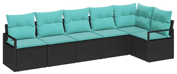 Kanapé Szett 6 pcs Fekete polirattan