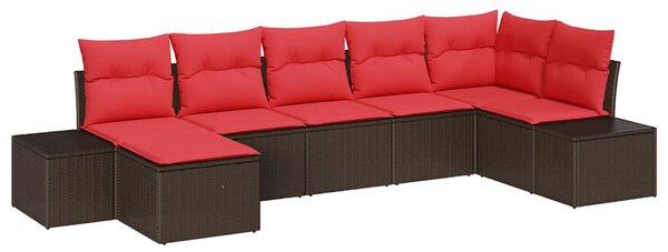 Kerti Kanapé Szett párnával 7 pcs Barna polirattan