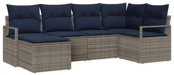 Kanapé Szett párnával 6 pcs Szürke polirattan