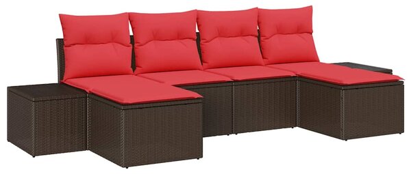 Kerti Kanapé Szett párnával 6 pcs Barna polirattan