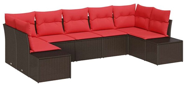 Kerti Kanapé Szett párnával 7 pcs Barna polirattan
