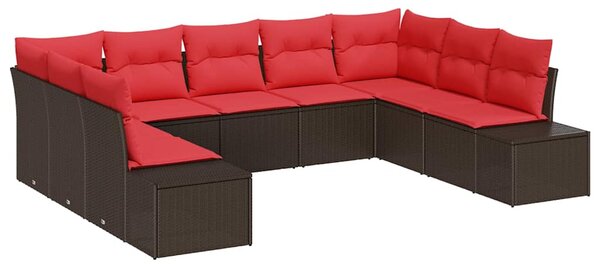 Kerti Kanapé Szett párnával 9 pcs Barna polirattan